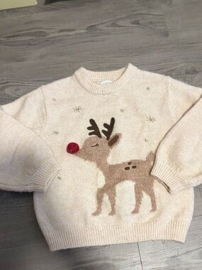 Zara Cozy Cream Reindeer Sweater